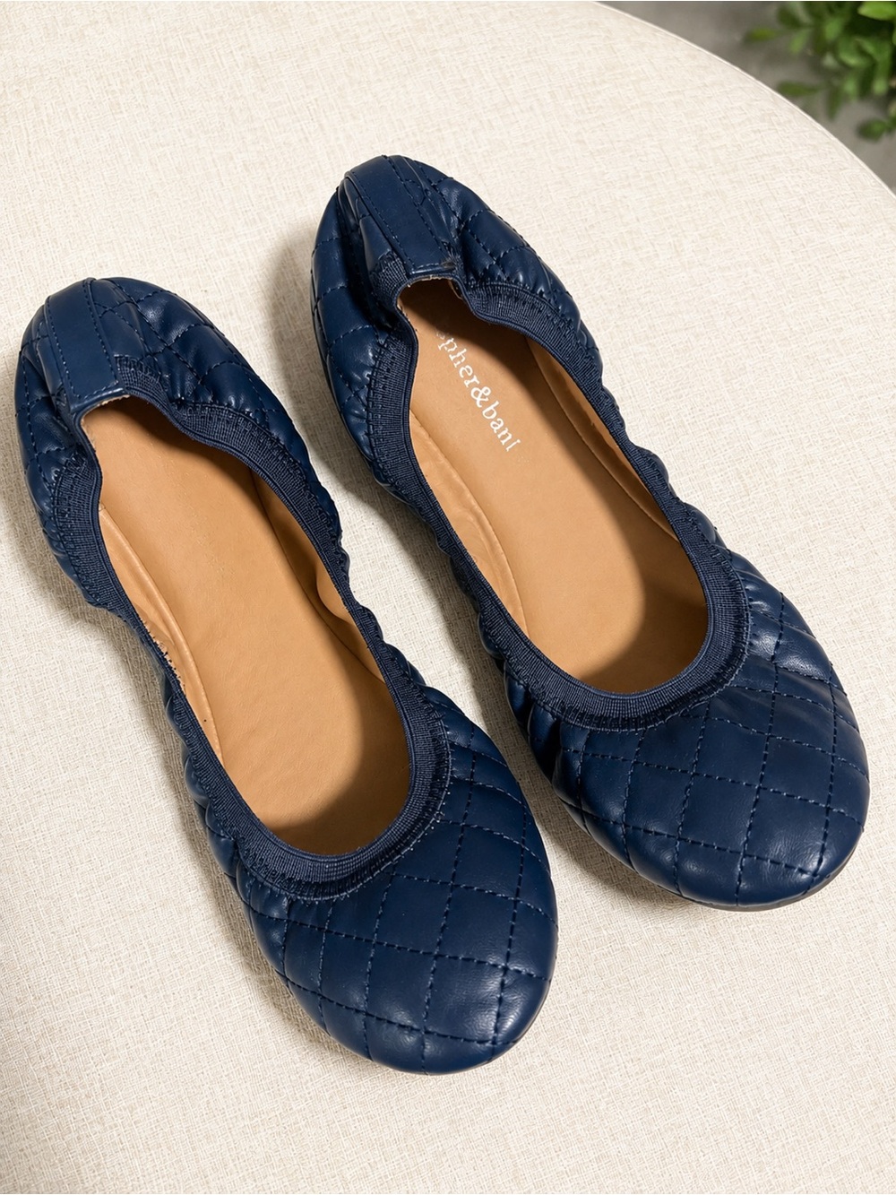 Christopher & Banks Navy Quilted Ballet Flats